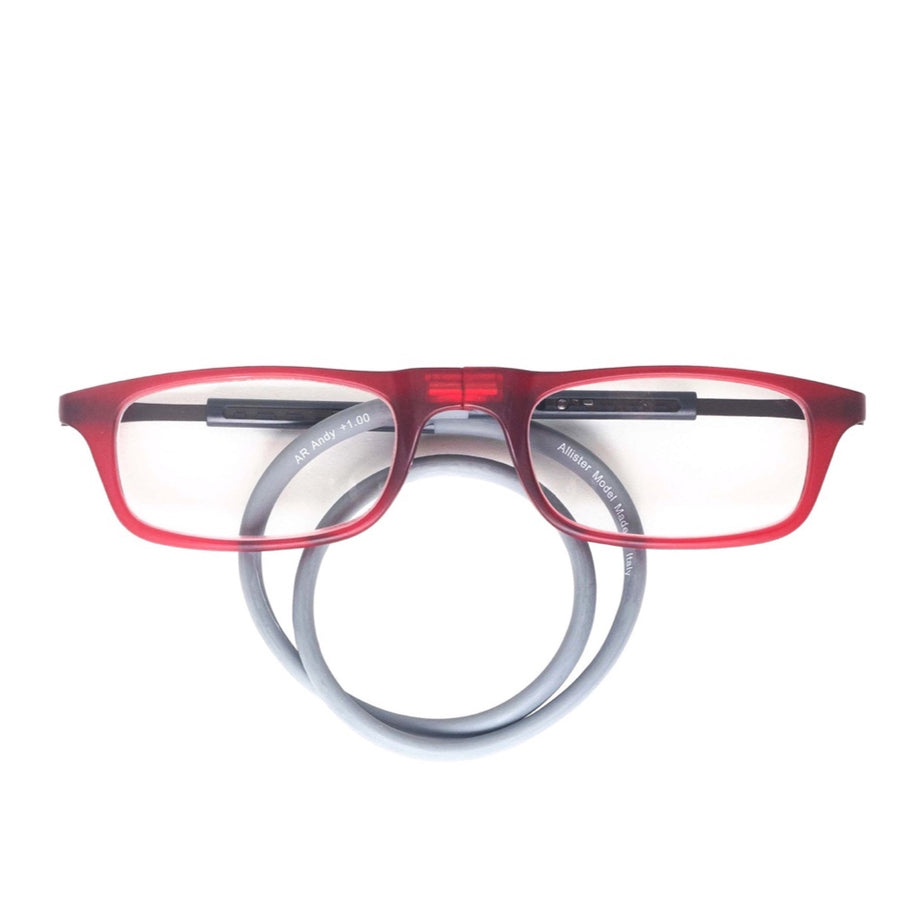 ANTEOJOS  DE LECTURA MAGNÉTICOS, MOD: ANDY-RED. Lentes orgánicos, UV Protección.