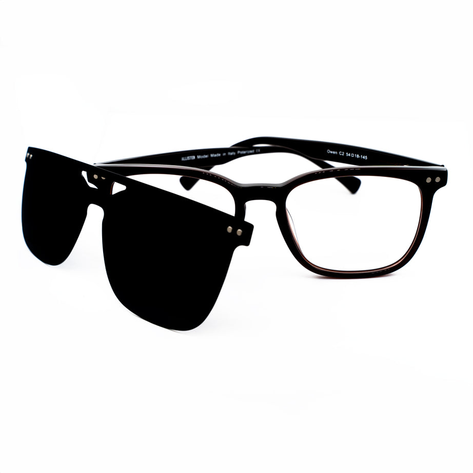 ANTEOJO ÓPTICO, MOD:OWEN-Dark Brown,  Clip On, Anti Blue Light