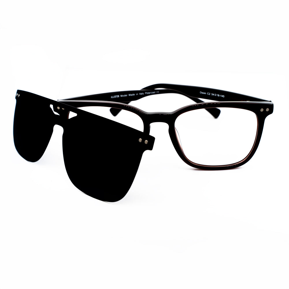 ANTEOJO ÓPTICO, MOD:OWEN-Dark Brown,  Clip On, Anti Blue Light